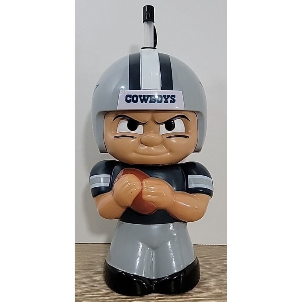 Dallas Cowboys Big Sip Water Bottle NFL Teenymates Football Cup/Straw NEW/UNUSED